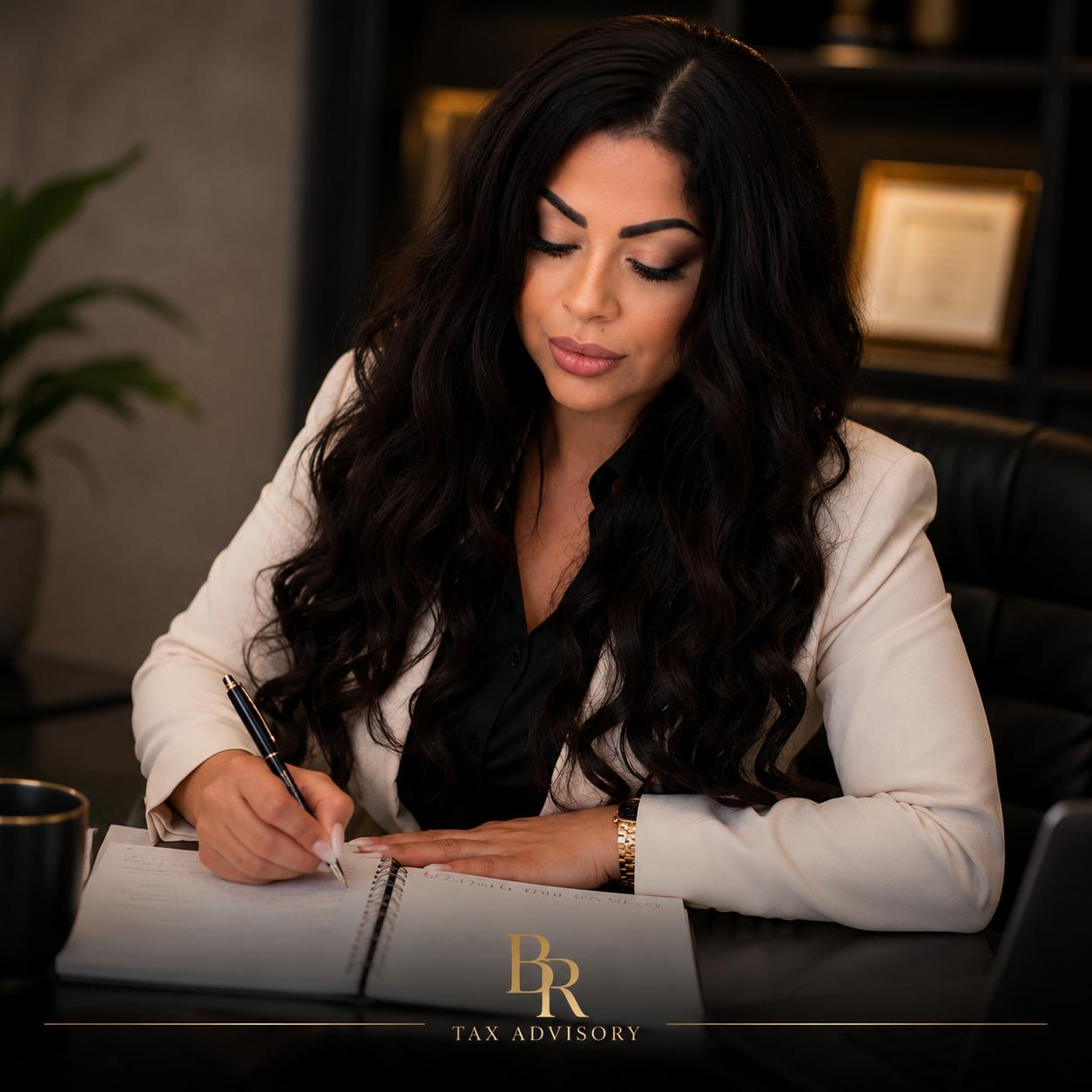 Brenda Reyes working at her desk